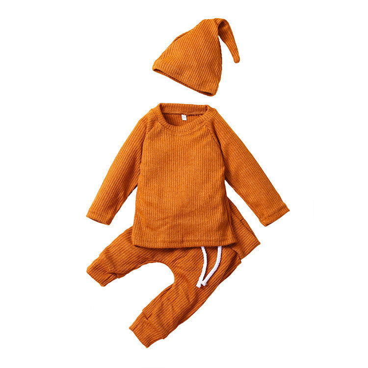 Knitted Baby Children's New Solid Color Knitted Hat Suit - Cindi Book