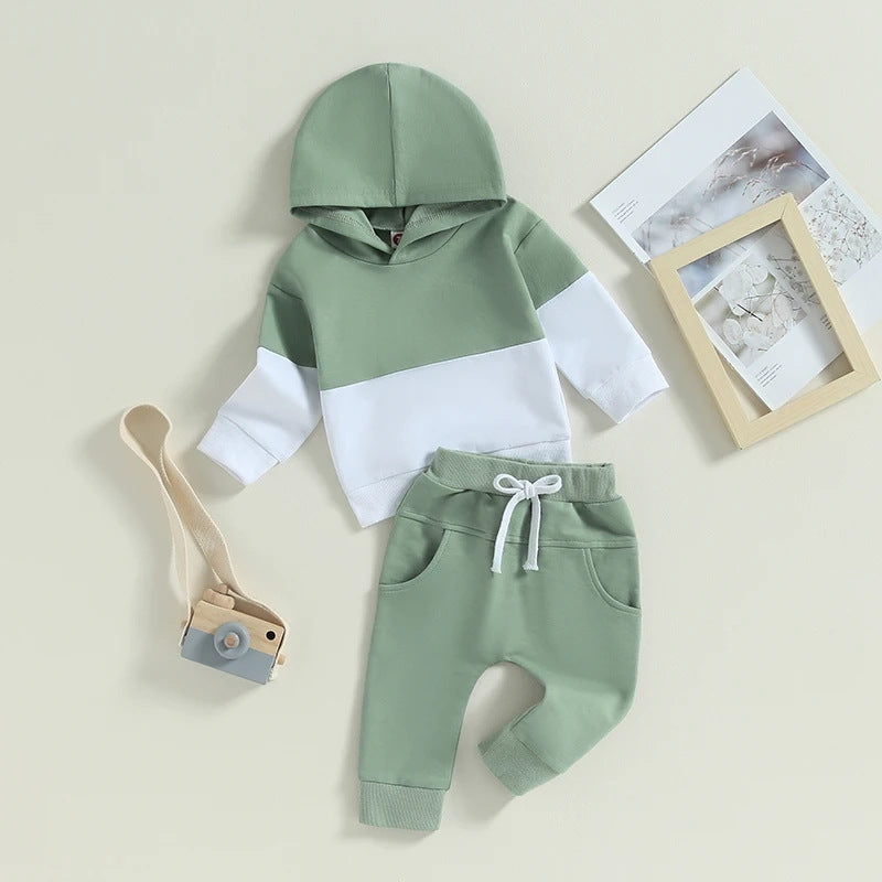 Color Stitching Hoodie Children's Fashion Casual Set - Cindi Book