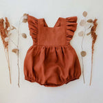 Baby Cotton And Linen Summer Strap One Piece Suit - Cindi Book