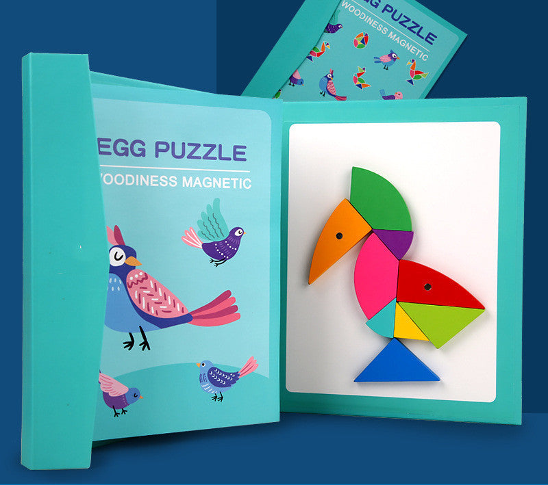 Children's Wooden Magnetic Tangram Educational Toy - Cindi Book