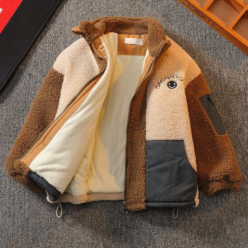 Stitching Contrast Color Fashionable Lamb Wool Warm - Cindi Book