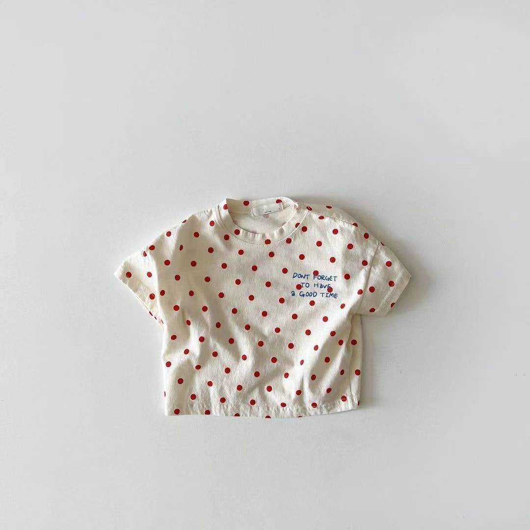 Dot Letter Crew Neck Short Sleeve Simple - Cindi Book