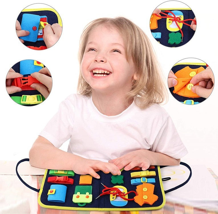 New Busy Book Children's Busy Board Dressing And Buttoning Learning Baby Early Education Preschool Sensory Learning Toy - Cindi Book