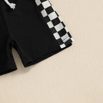 Boys' Lapel Plaid Short Sleeve T-shirt Shorts Set - Cindi Book