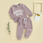 Girls Fashion Simple Letter Print Sweatshirt Suit - Cindi Book