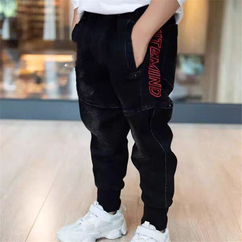 Kids Black Jeans Single Pants Spring And Autumn Boys Pants - Cindi Book