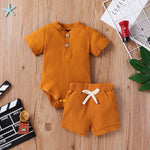 Children's Clothing Baby Bodysuit Casual Adjustable Short-sleeved Top And Shorts Suit - Cindi Book