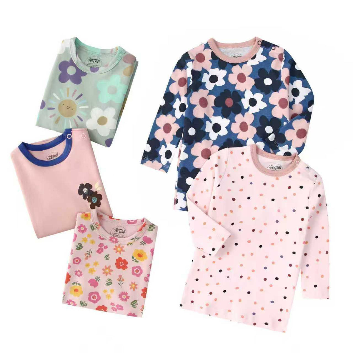 Autumn Children's Cartoon Printed Home Long-sleeved Top T-shirt Mixed Color Five Pieces - Cindi Book