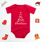 Christmas Deer English Letters Printed Red Triangle Rompers - Cindi Book