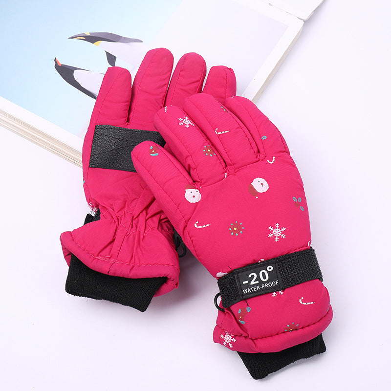 Outdoor Sports Riding Fleece-lined Thickened Finger Children's Ski Gloves - Cindi Book