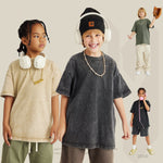 Washed Round Neck Short Sleeve Batik Children's T-shirt - Cindi Book