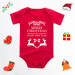 Christmas Deer English Letters Printed Red Triangle Rompers - Cindi Book