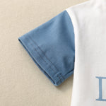 Children's Short Sleeve Color Contrast Patchwork English Printed T-shirt Suit - Cindi Book
