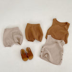 Vest Open Button Top Shorts Boys And Girls Baby 2 Pieces Suit - Cindi Book