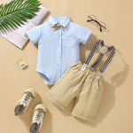 Children's Summer Clothing Short Sleeve Rompers Suspender Shorts Gentleman Suit - Cindi Book