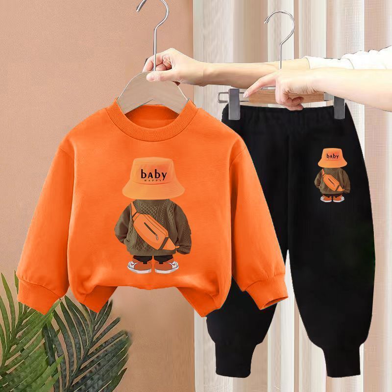 Boys Spring New Children's Autumn Leisure Sports Sweater Medium And Small Two-piece Suit Fashion - Cindi Book