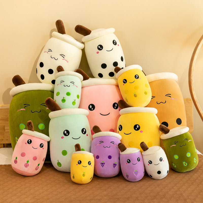 Fruit Milky Tea Cup Pillow Plush Toy Leather Phone Case - Cindi Book