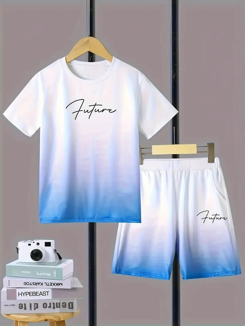 Boys' Casual Short Sleeve T-shirt Top Shorts Two-piece Set - Cindi Book