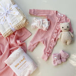Girl Infant Bodysuit Long-sleeved Knitted Stretch Waffle Jumpsuit - Cindi Book