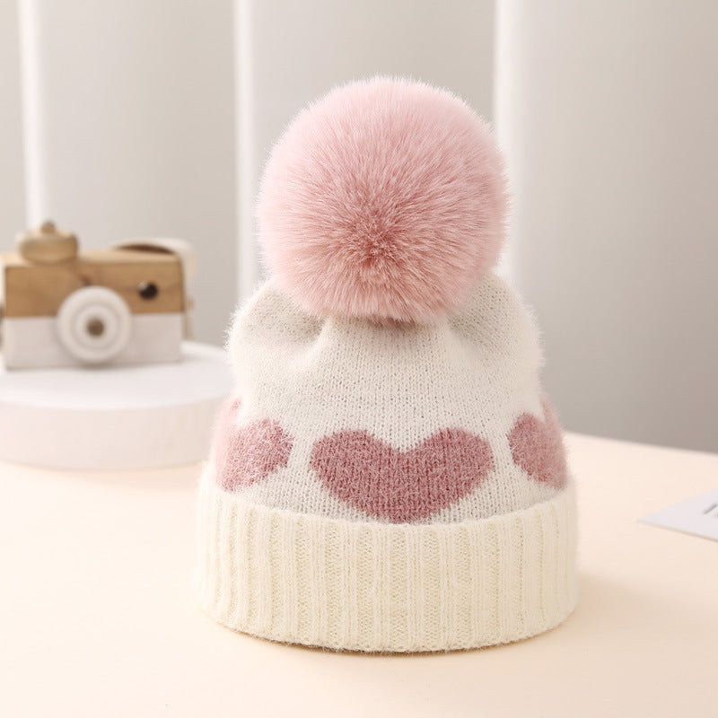 Baby Hat Double-layer Thickened Jacquard Heart - Cindi Book