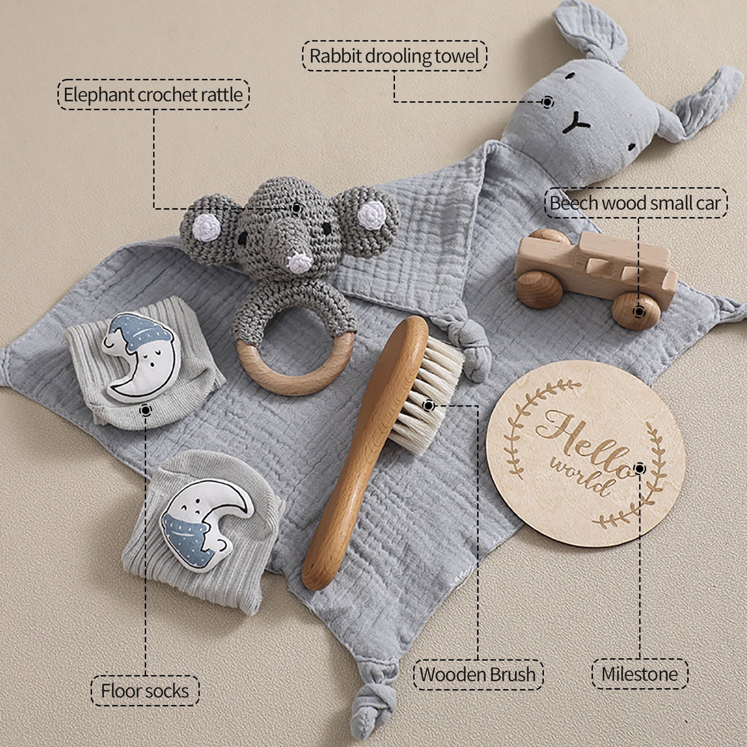 Infant Comfort Rattle Rabbit Bath Towel Gift Set - Cindi Book