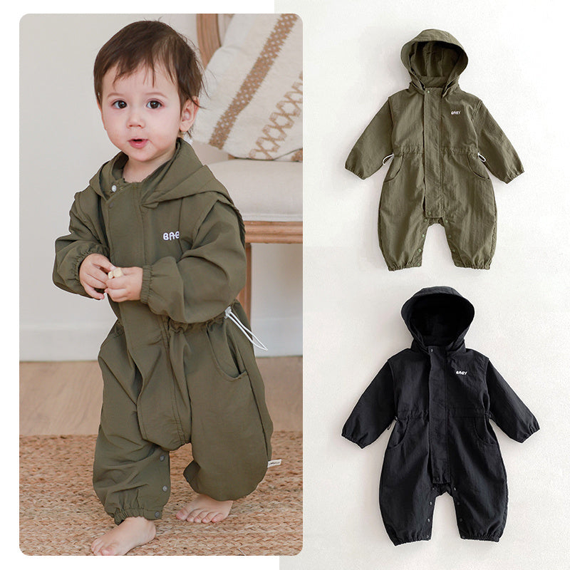New Boys and Girls Hooded Work Outfit Jumpsuit Western Style Romper