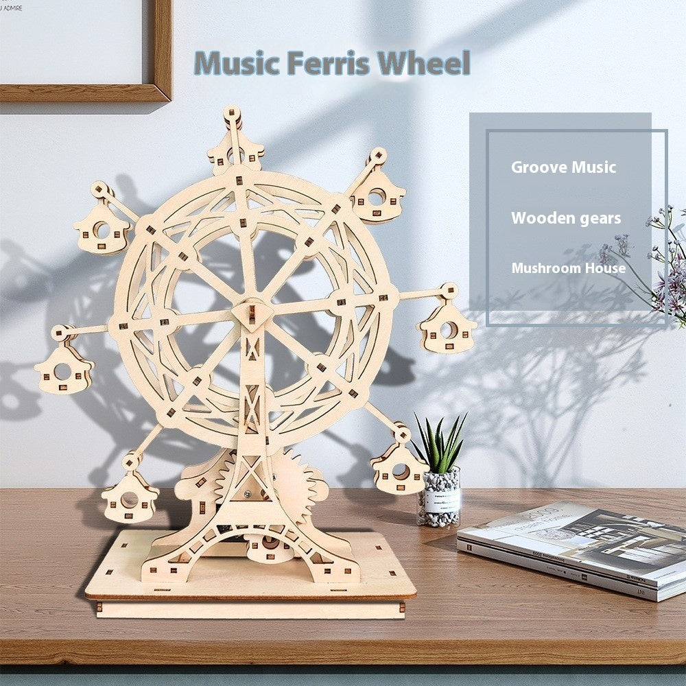 Rotating Ferris Wheel Music Box Educational Assembling Puzzle Toys - Cindi Book