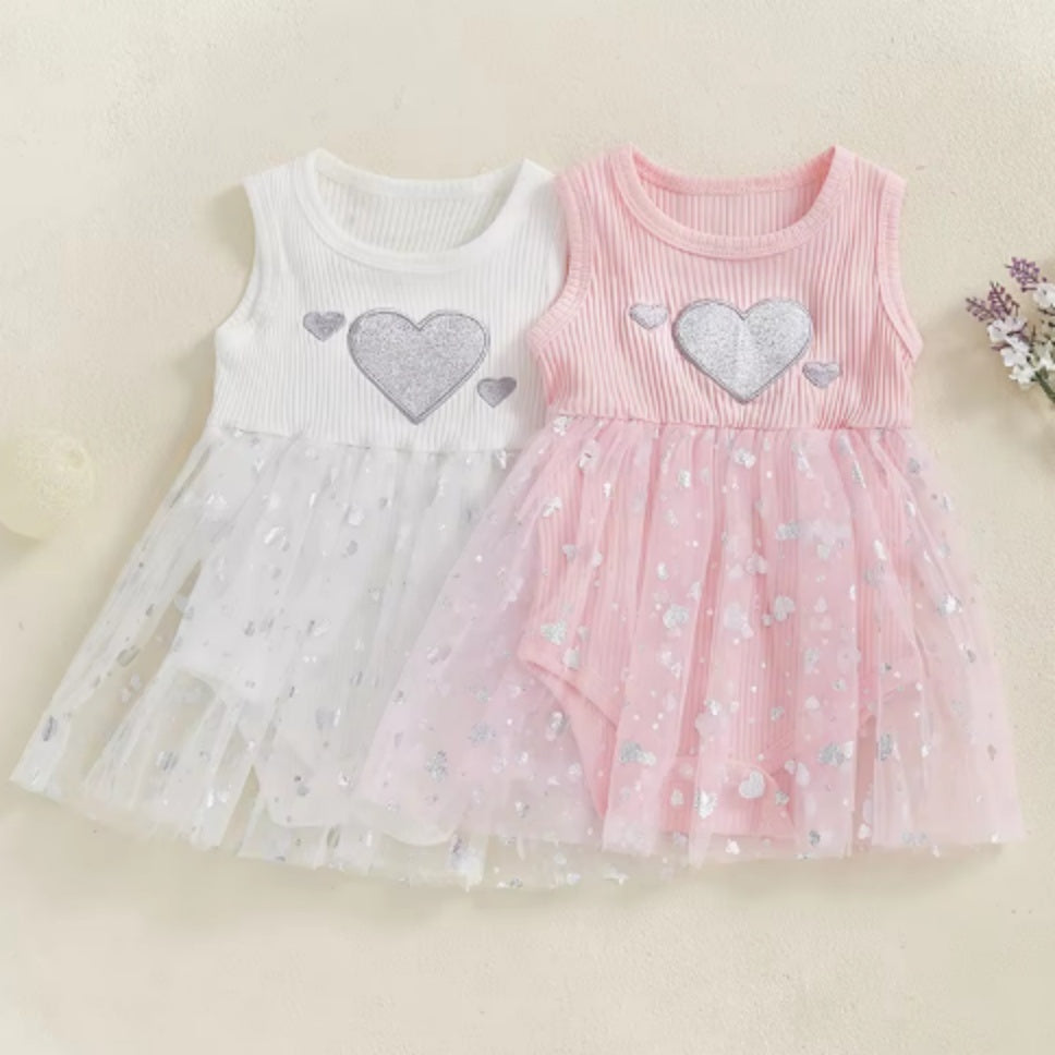 Girls Mesh Sequ Love Sleeveless Dress