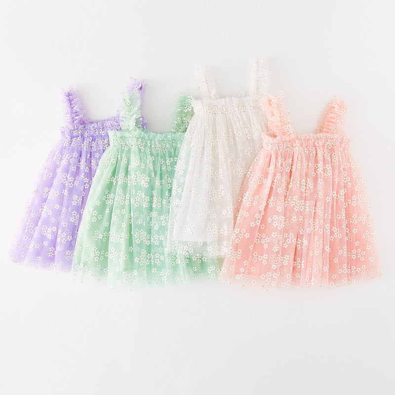 Summer Girls Sweet Spaghetti-Strap Gauze Skirt