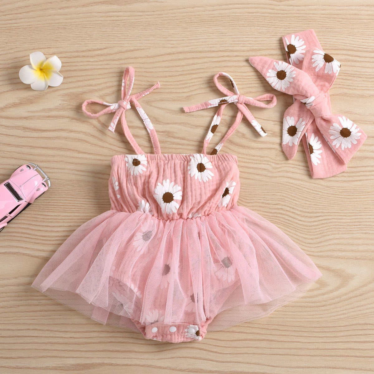 Infant Lace-up Mesh Triangle Romper Daisy - Cindi Book