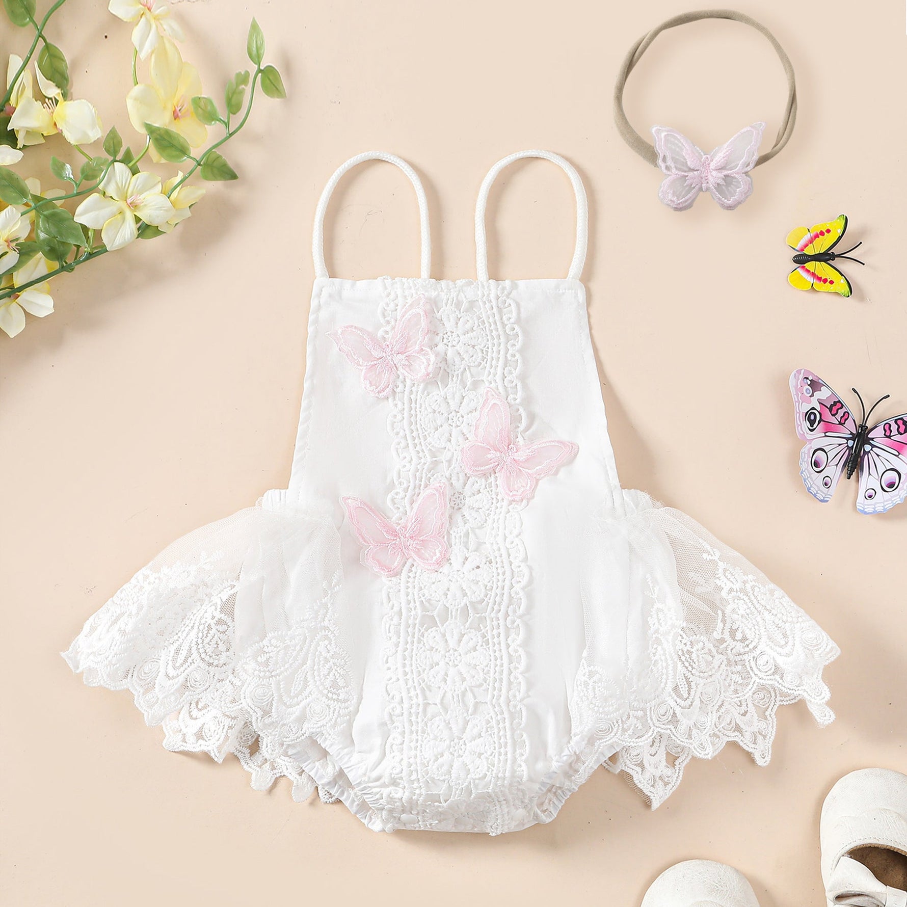 Girls' Butterfly Lace Yarn Princess Dress Headdress - Cindi Book