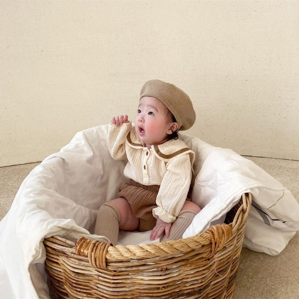 Baby Lapel Top Bread Pants Set