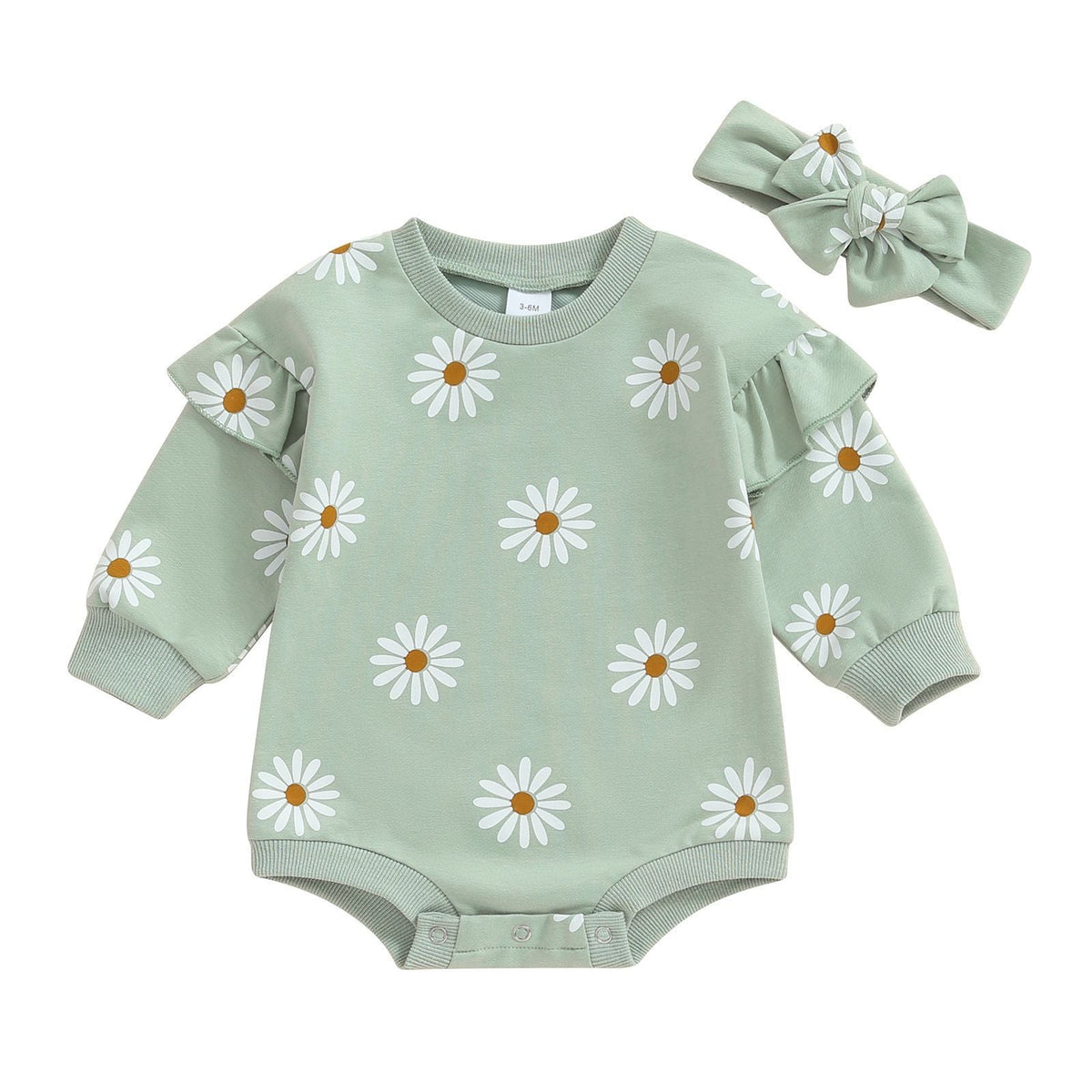 Printed Flounced Sleeve Romper Headscarf - Cindi Book