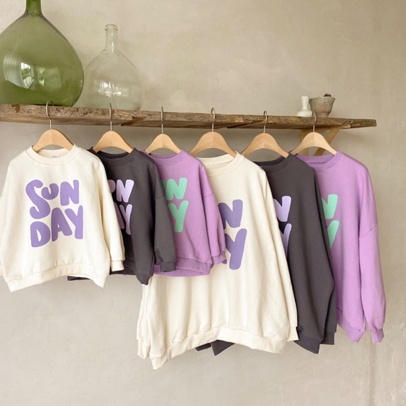 Loose Casual Long-sleeved Terry Sweater With Foreign Letters - Cindi Book