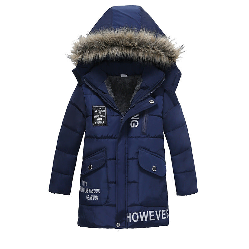 Boys Large Fur Collar Padded Warm Cotton Jacket - Cindi Book