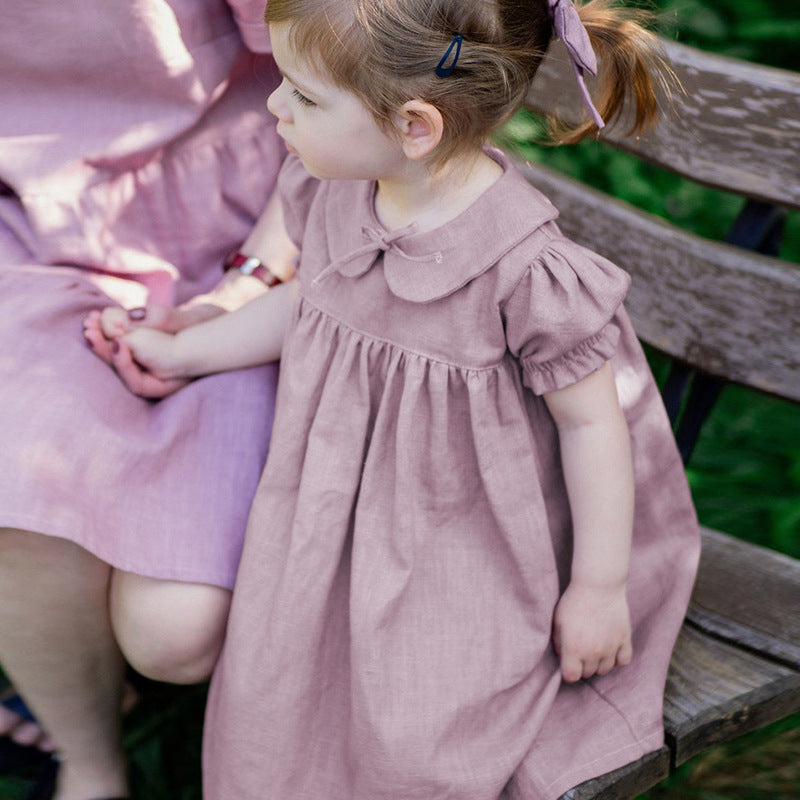 Girls Rustic Cotton And Linen Dress - Cindi Book