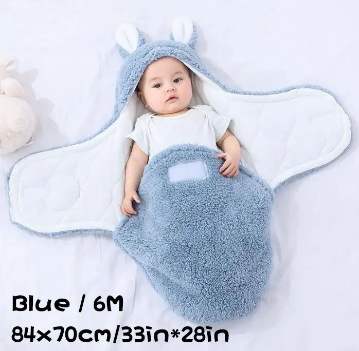 Super Soft Baby Sleeping Bag Fluffy Fleece Newborn Blanket Swaddle Blankets, Unisex Baby Wrap For Newborn Baby Boys Girls With Head-Protecting & Head-Supporting Function, Wearable Swaddle Sleep Sack - Cindi Book