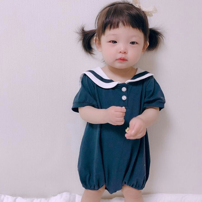 Ultra-thin Cool Lapel Baby College Style Jumpsuit - Cindi Book