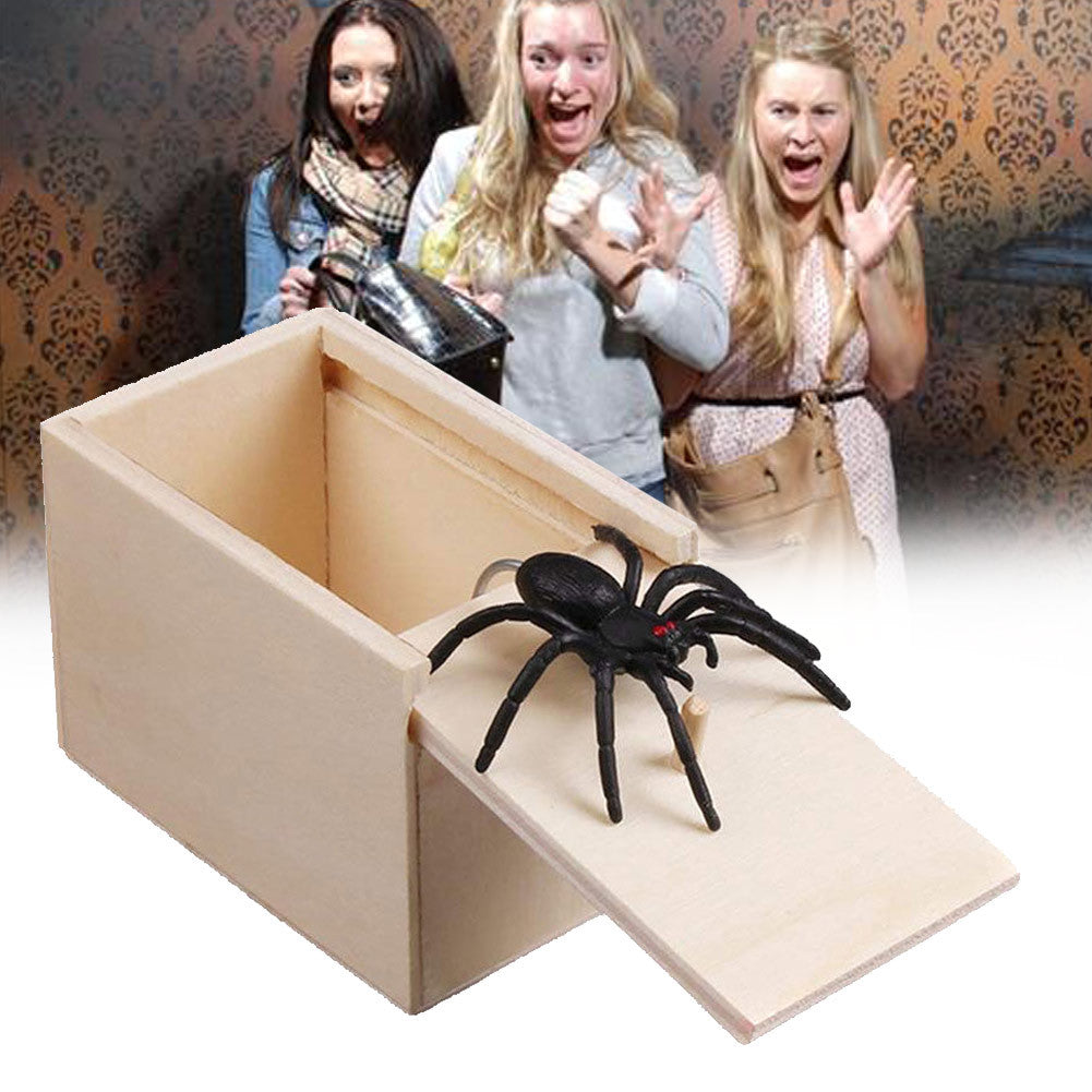 Prank Spider Wooden Scare Box Trick Play Joke Lifelike Surprise April Fools' Day Funny Novelty Toys Gags Practical Gifts - Cindi Book