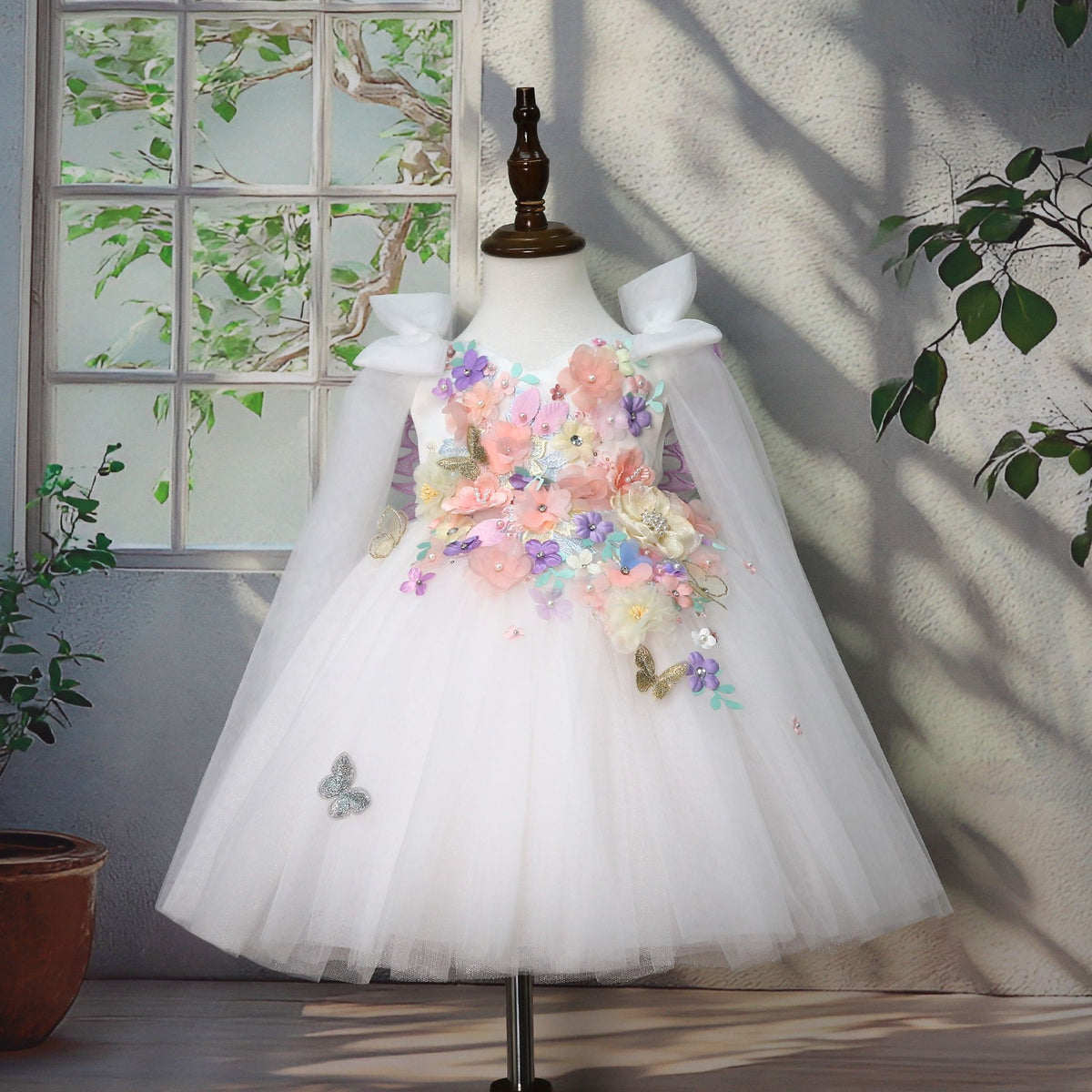 Children's Handmade Applique Dress White - Cindi Book