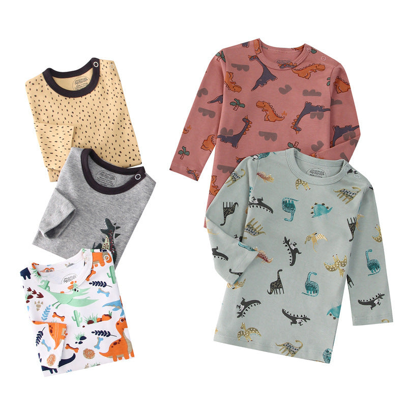 Autumn Children's Cartoon Printed Home Long-sleeved Top T-shirt Mixed Color Five Pieces - Cindi Book