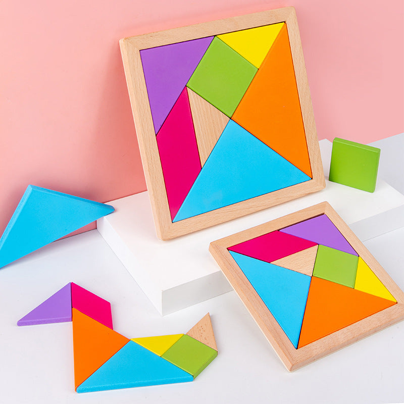 Children's Pine Tangram Early Education Patchwork Toy - Cindi Book