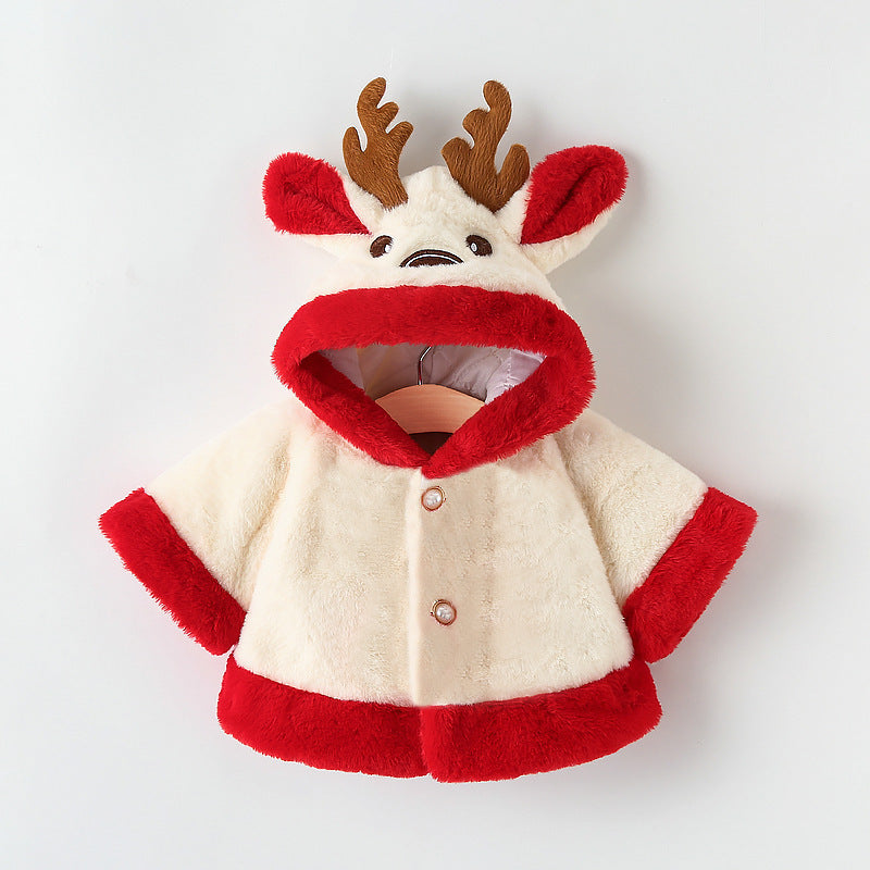 Thick Hooded Cape Coat Thermal Furry Outfit Small Antlers