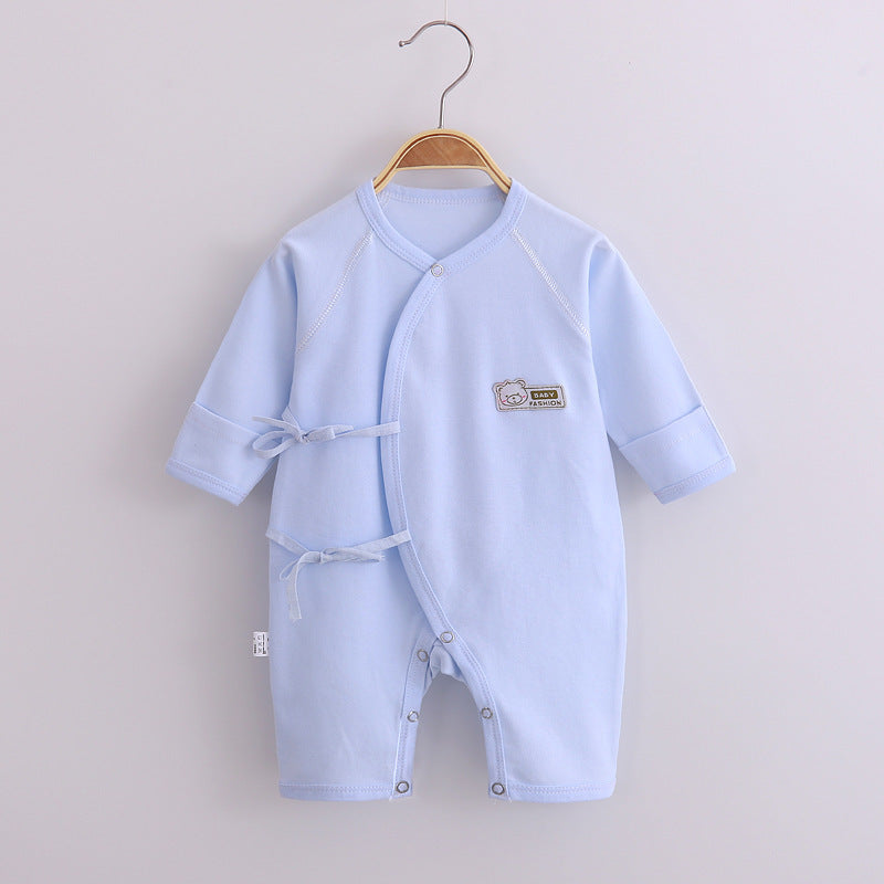 Baby's Cotton Long-sleeved Lace-up Butterfly Jumpsuit - Cindi Book
