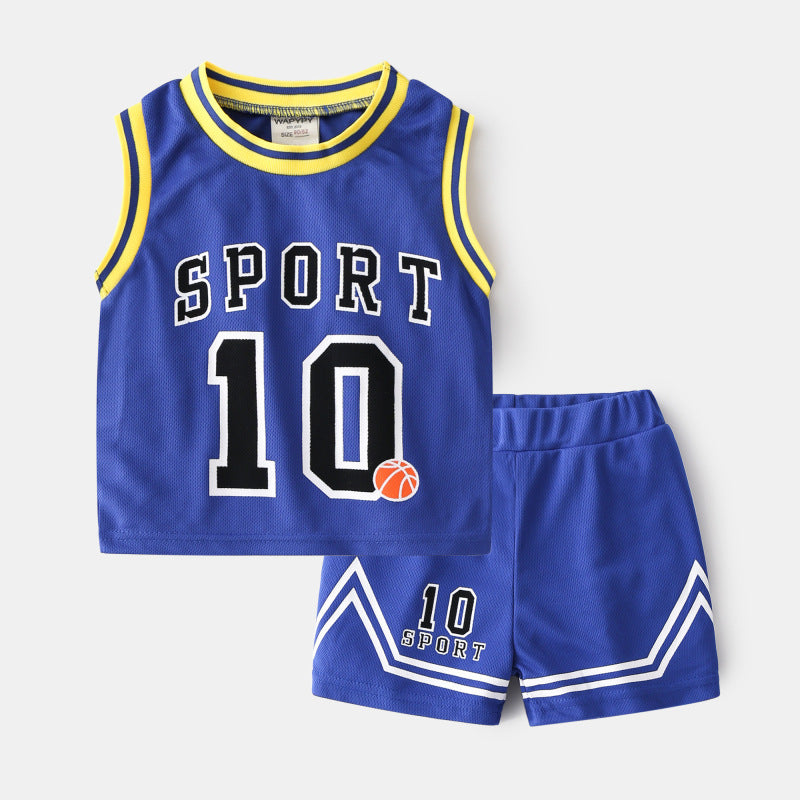 Children's Basketball Clothing Suits Baby Vest Suit Boys Sweatshirt Two-piece Summer Style Tide - Cindi Book