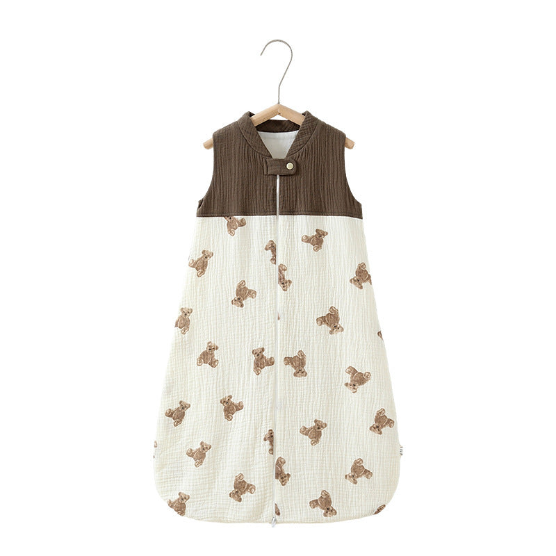 Baby Sleeping Bag Double Layer Patchwork Stand-up Collar Gauze Waistcoat Sleeping Bag - Cindi Book