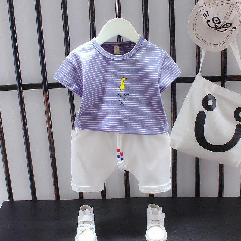 Summer Letter Lapel Short Sleeve Two-piece Suit - Cindi Book