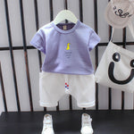 Summer Letter Lapel Short Sleeve Two-piece Suit - Cindi Book
