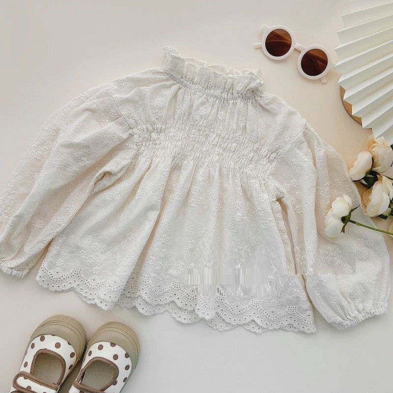 Girls' High-grade Lace Princess Long-sleeved Bottoming Shirt - Cindi Book