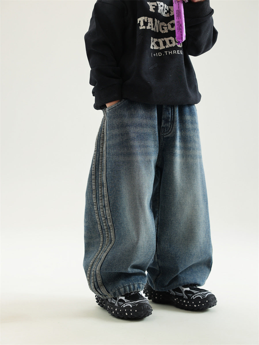 Winter Boys' New Fleece-lined Warm And Loose Jeans - Cindi Book